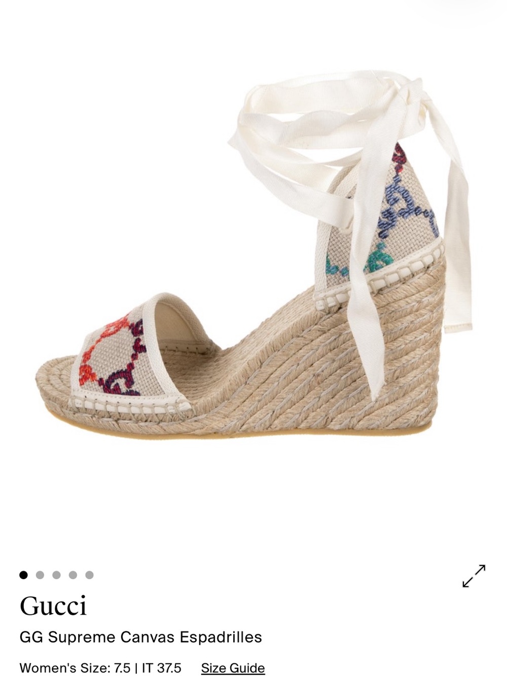 Gucci Multicolor GG Supreme Canvas Espadrille Wedge Sandal